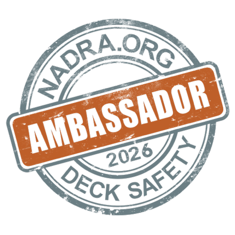 2026 NADRA Deck Safety Ambassador badge given to Green Shield Deck Builders.