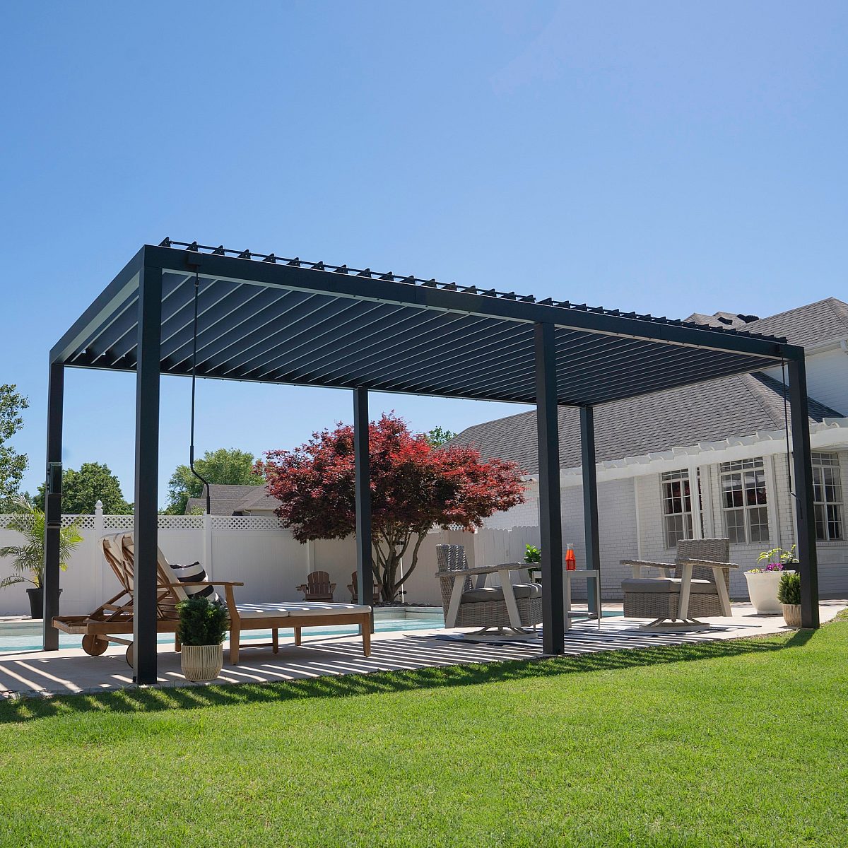 2305120 B 20 X 10 Modern Steel Black Adjustable Pergola 1 Edited